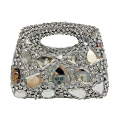 Embellished structured clutch bag with colorful stones - Ninru