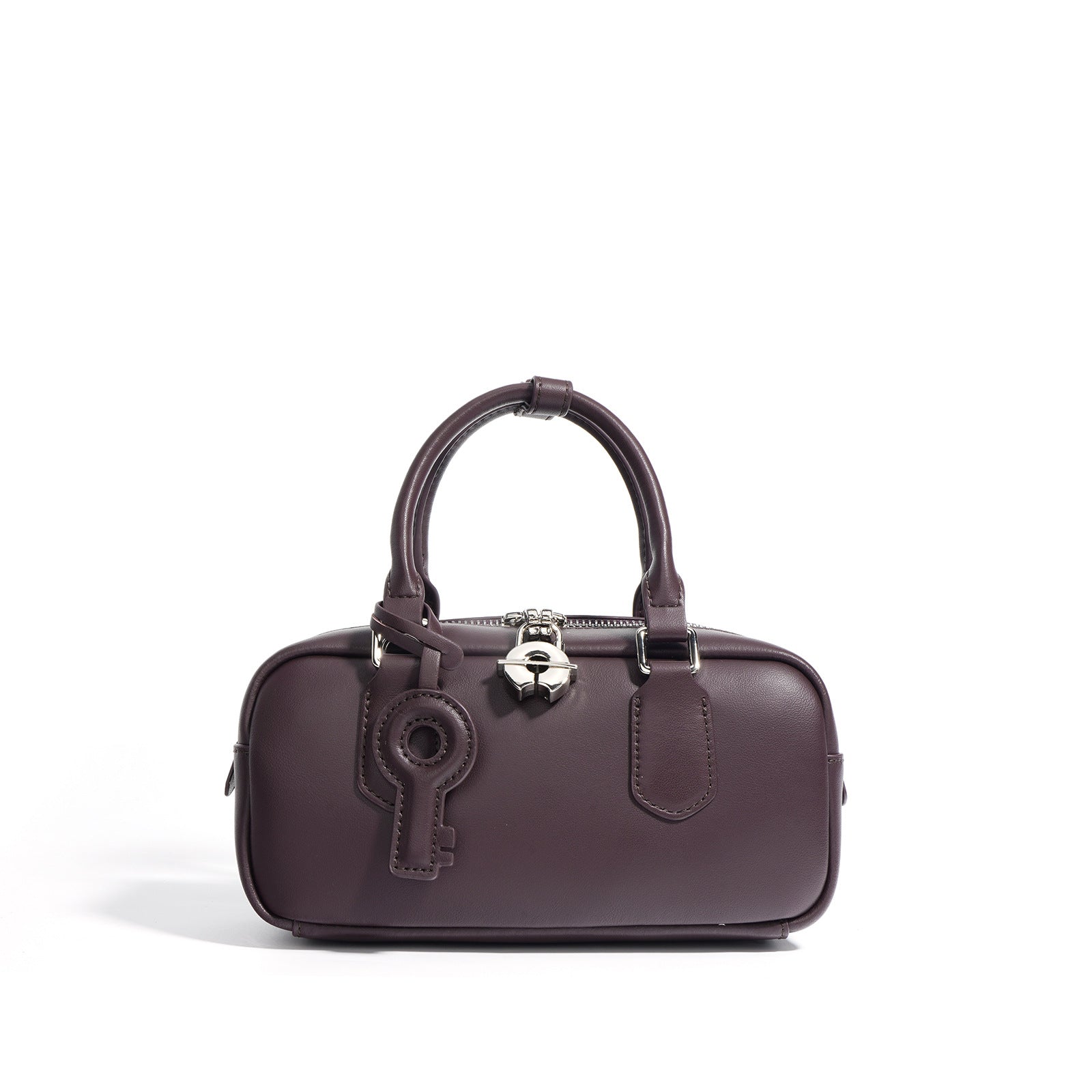 structured mini tote with key charm and top handles – NOLAR