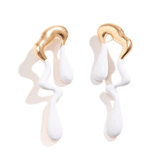 Asymmetric melted metal drop earrings - Nandi