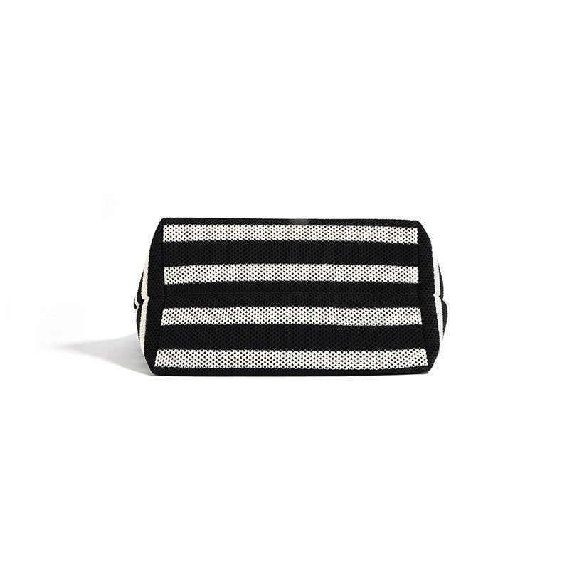 striped oversized tote with perforated texture - COASTAX