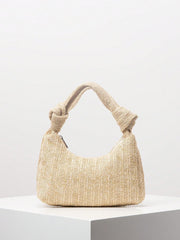 Knotted handle shoulder bag in woven cream raffia - Rutri