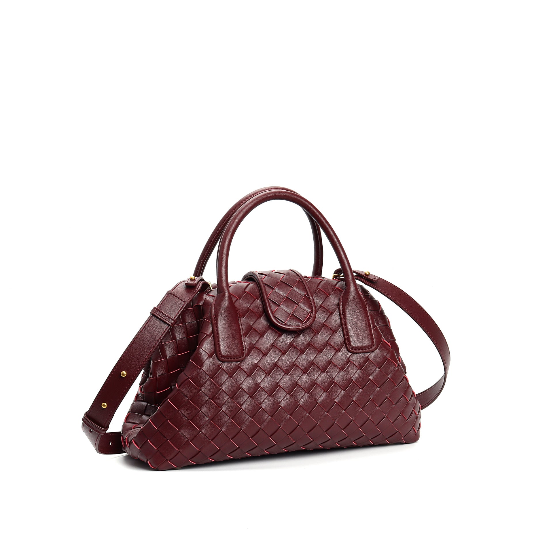 woven leather bag with magnetic flap - REINZA