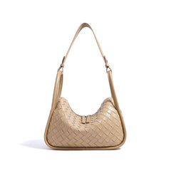 woven crescent shoulder bag with zip closure - AYSLA
