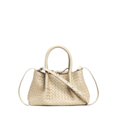 woven leather mini tote bag with tie closure - LIQTA
