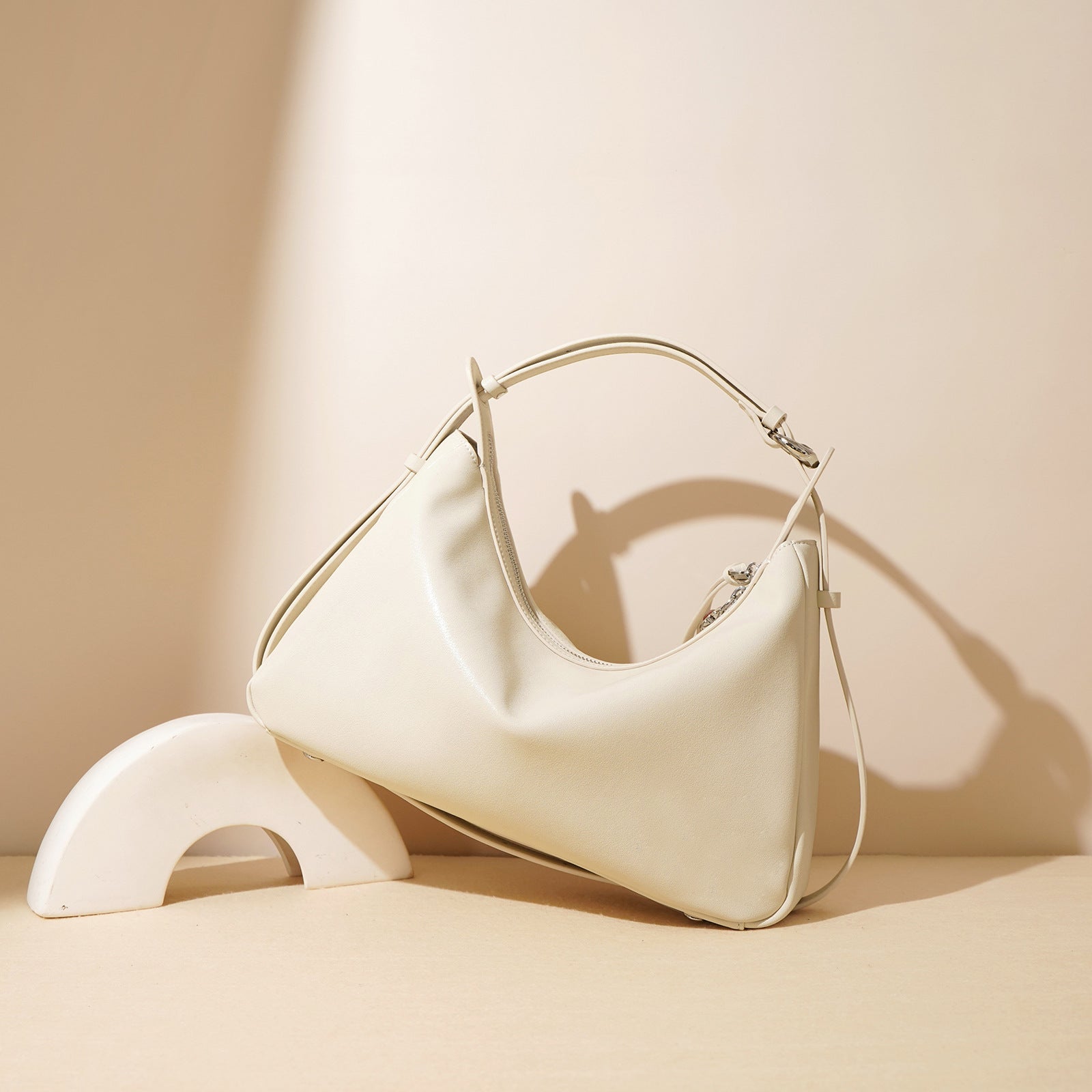 crescent shoulder bag with tie straps – MOCHA