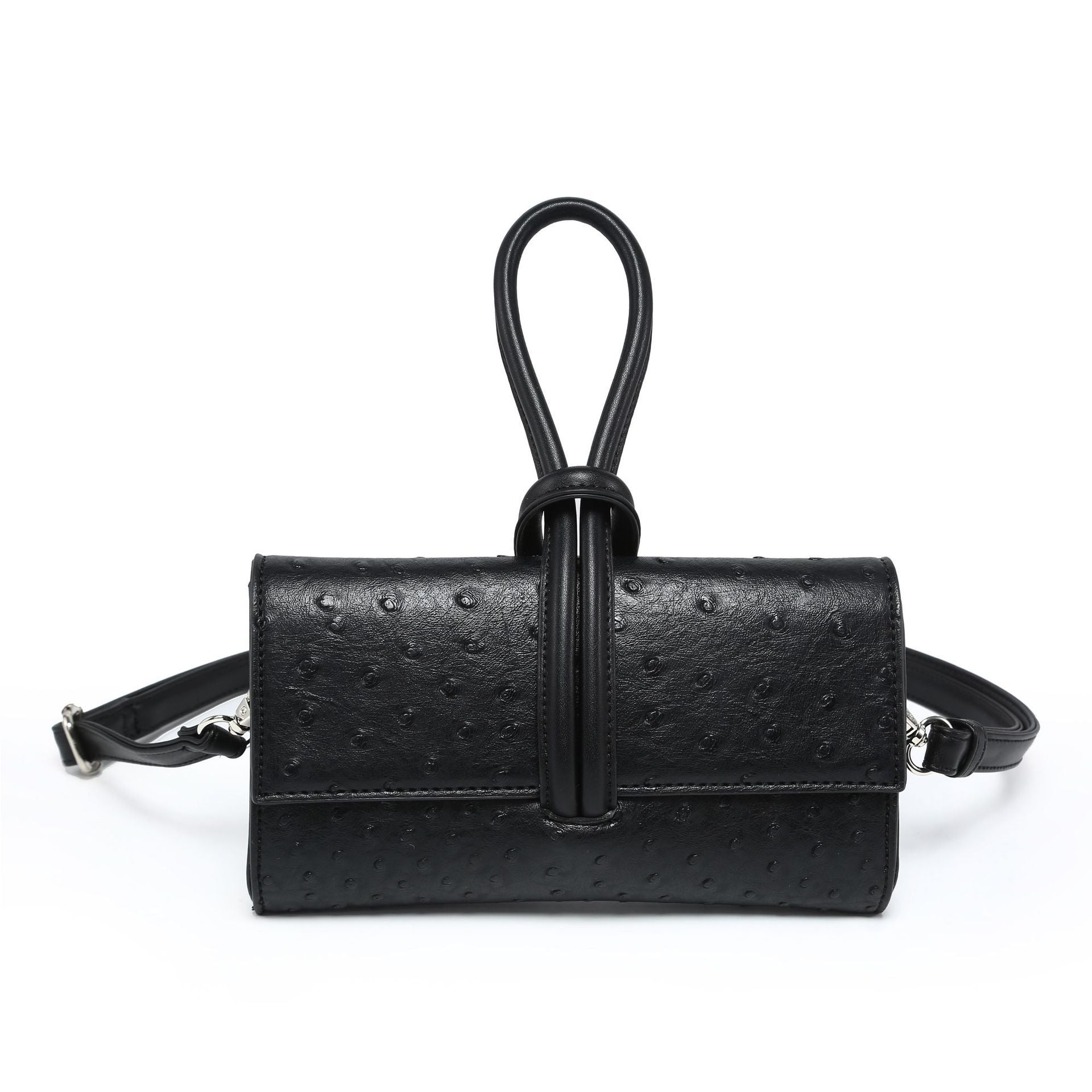 ostrich-textured crossbody clutch with loop handle – EVERLY