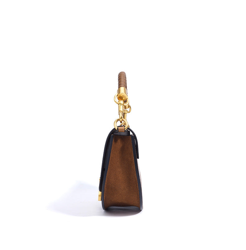 half-moon crossbody bag with top handle and metal buckle - NOLAM