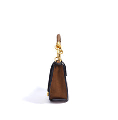 half-moon crossbody bag with top handle and metal buckle - NOLAM
