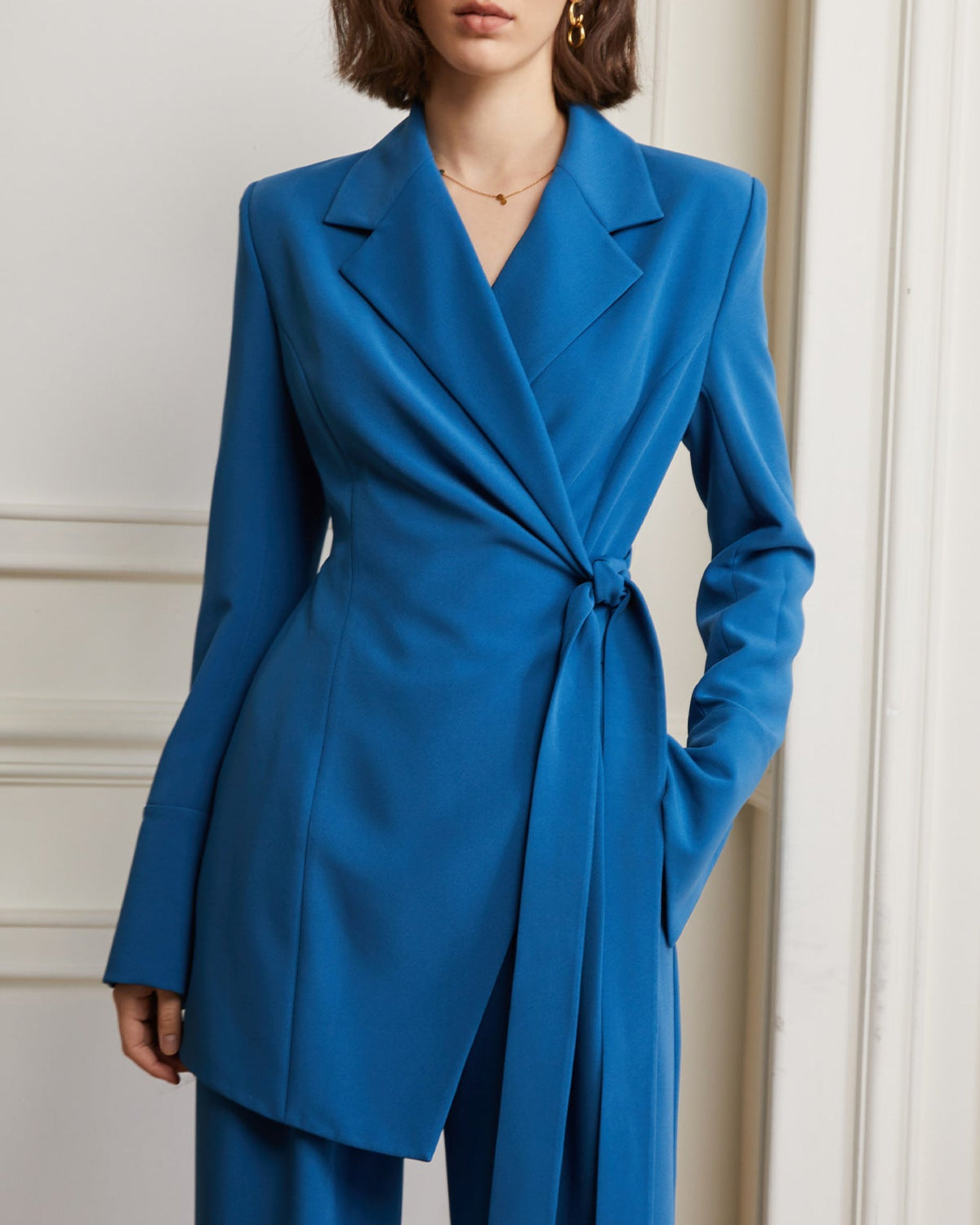 Long-sleeve wrap jumpsuit with belted waist - Zingu