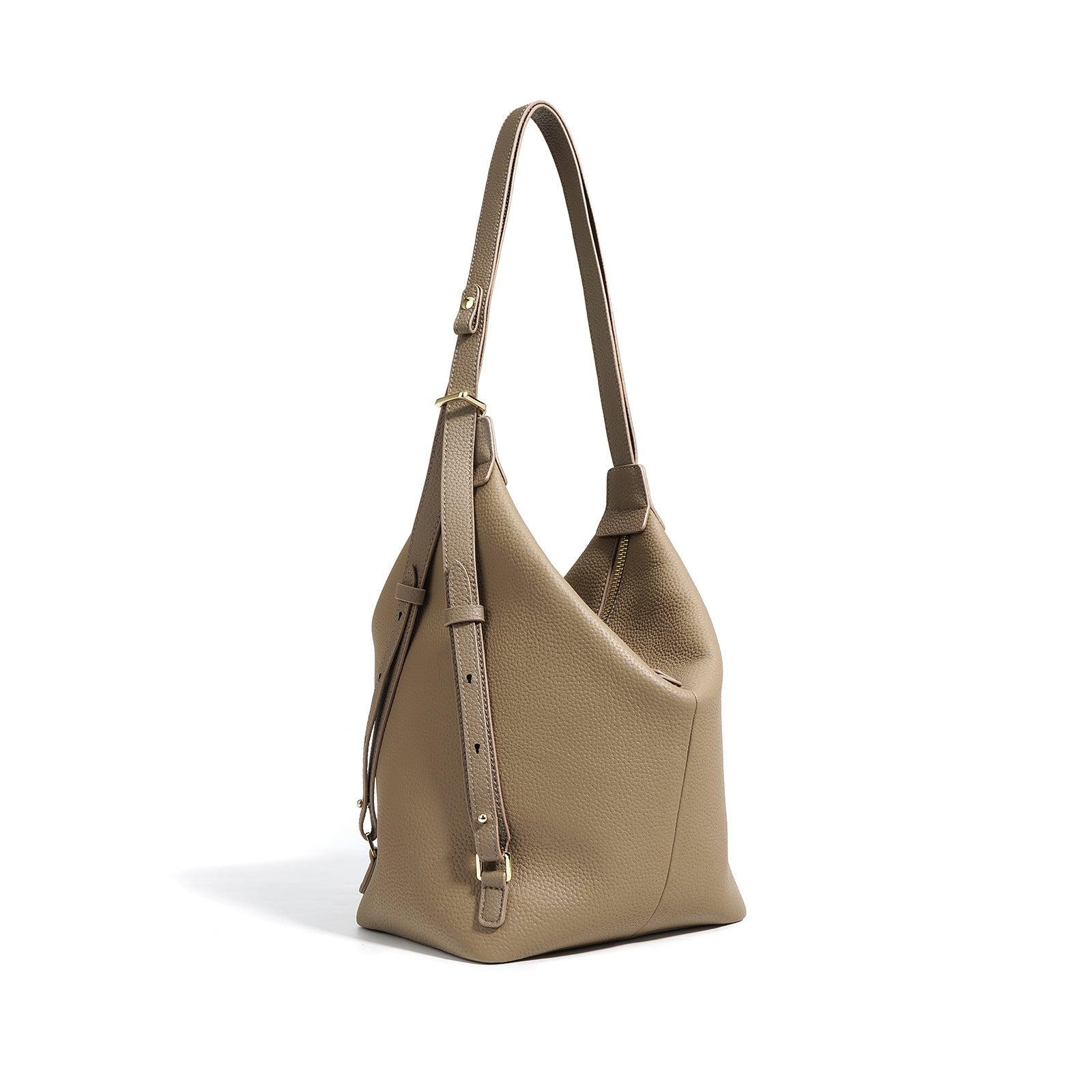 textured leather shoulder bag with adjustable strap - NORDA