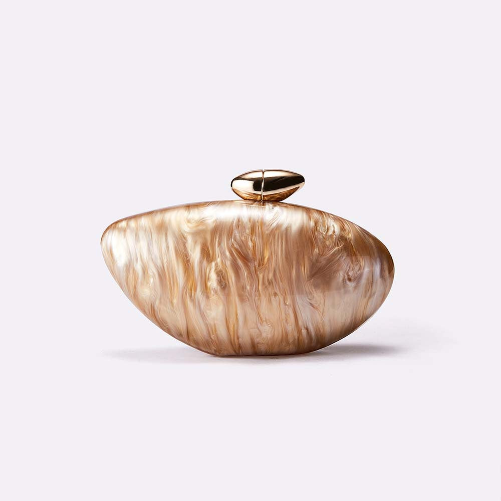 Rounded clutch with gold clasp - Osdi