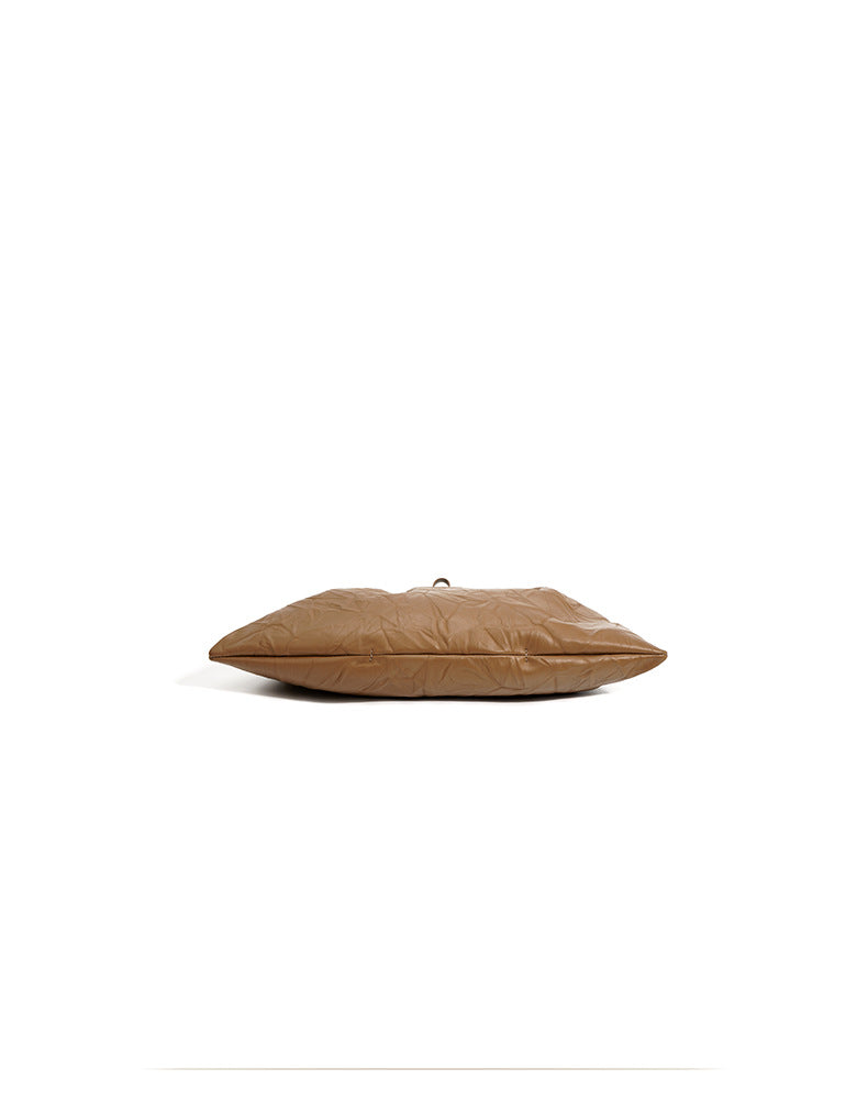 crinkled leather tote with gathered top - LUNTA