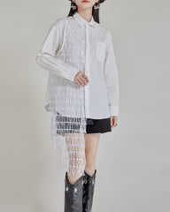Oversized button-up shirt with fringe detail - Lurgi