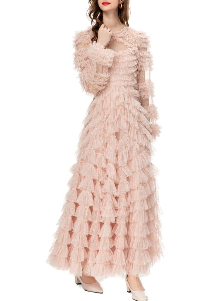 Tiered ruffle lace gown – Genovefa