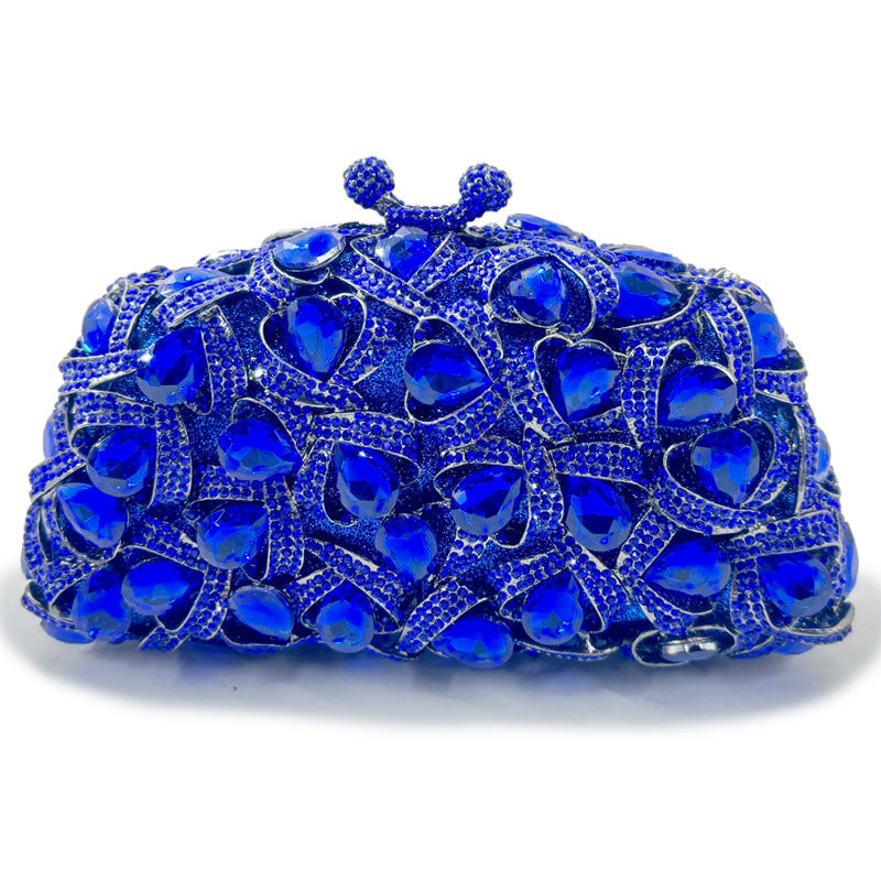 Rhinestone-encrusted evening clutch with heart-shaped jewels - Venium