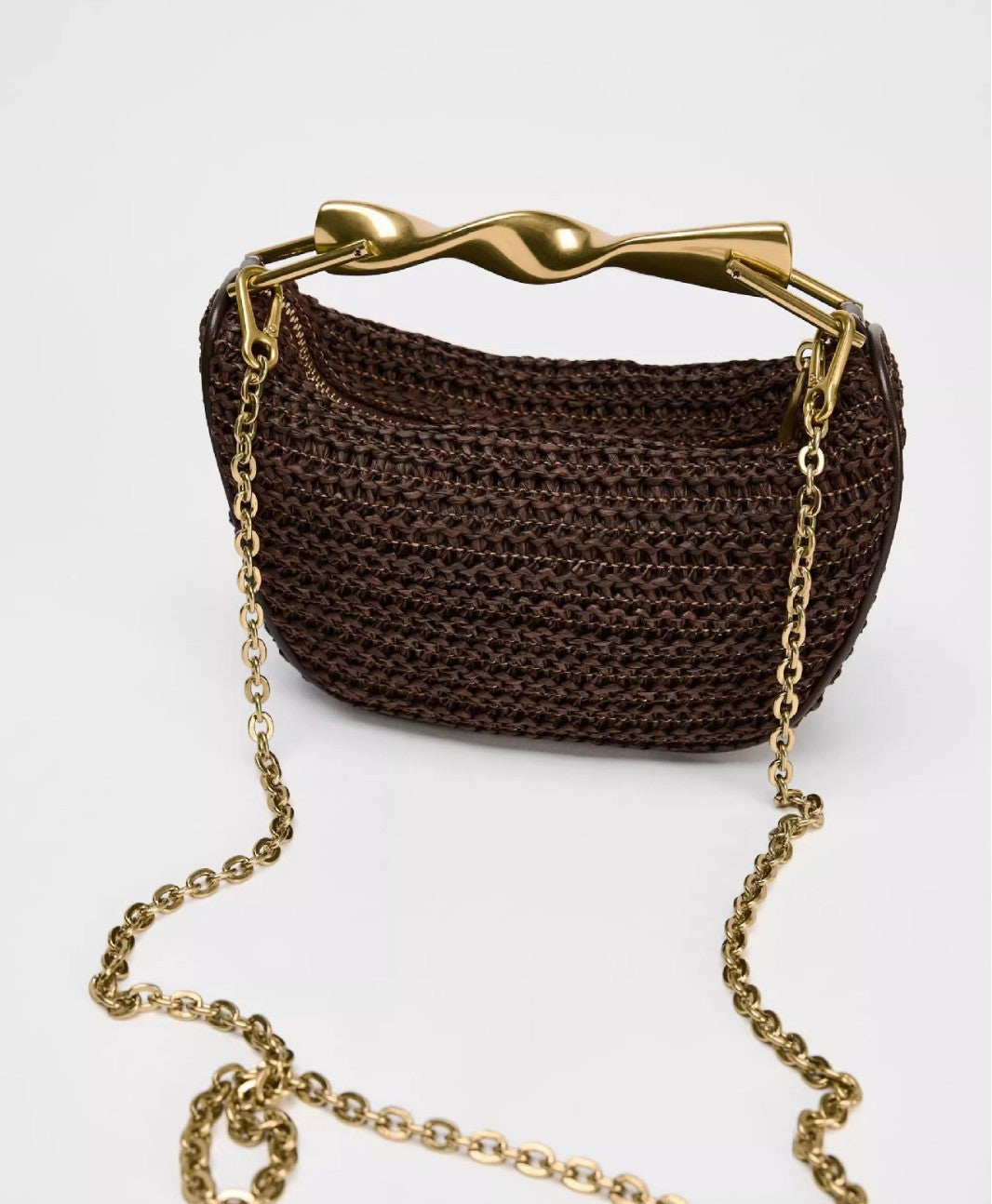 woven crossbody bag with sculpted handle – SIENNA