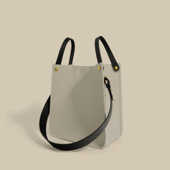 structured leather tote with contrast strap – EDEN