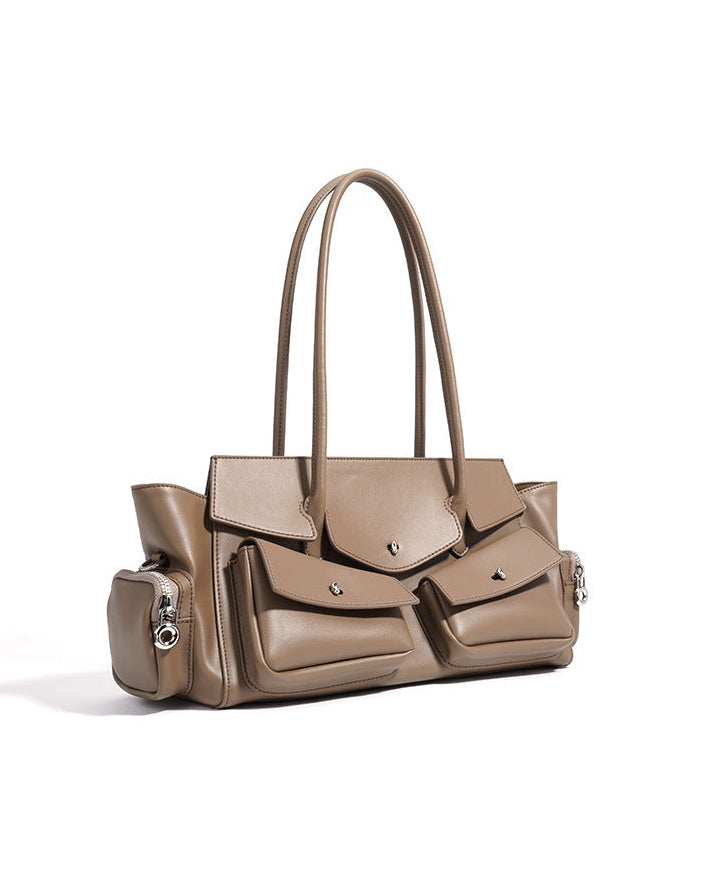 structured tote with multi-pocket flap design - ASTRIDU