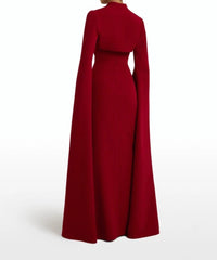 cape-sleeve column gown with embellished neckline – Aamnllc
