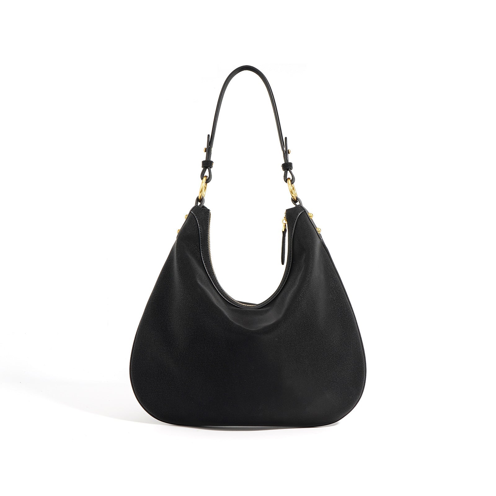 curved hobo shoulder bag with gold hardware - AXYA