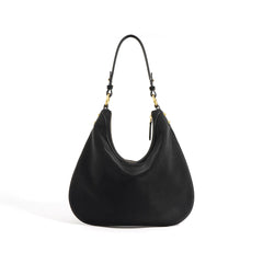 curved hobo shoulder bag with gold hardware - AXYA