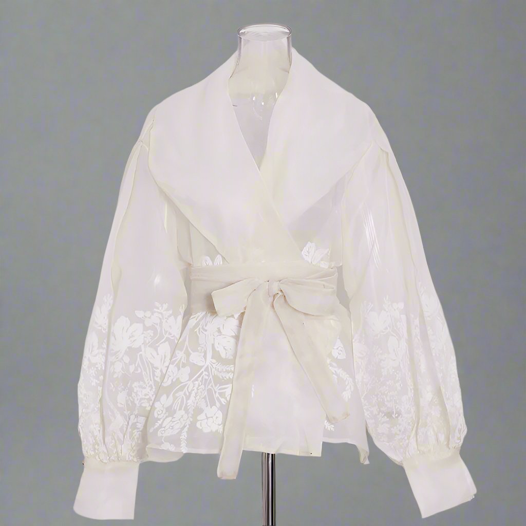 White blouse with floral design - Celtam