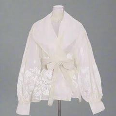 White blouse with floral design - Celtam