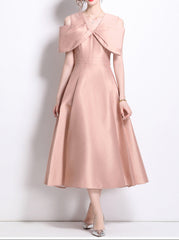 off-shoulder A-line dress with oversized bow – CELIVNE