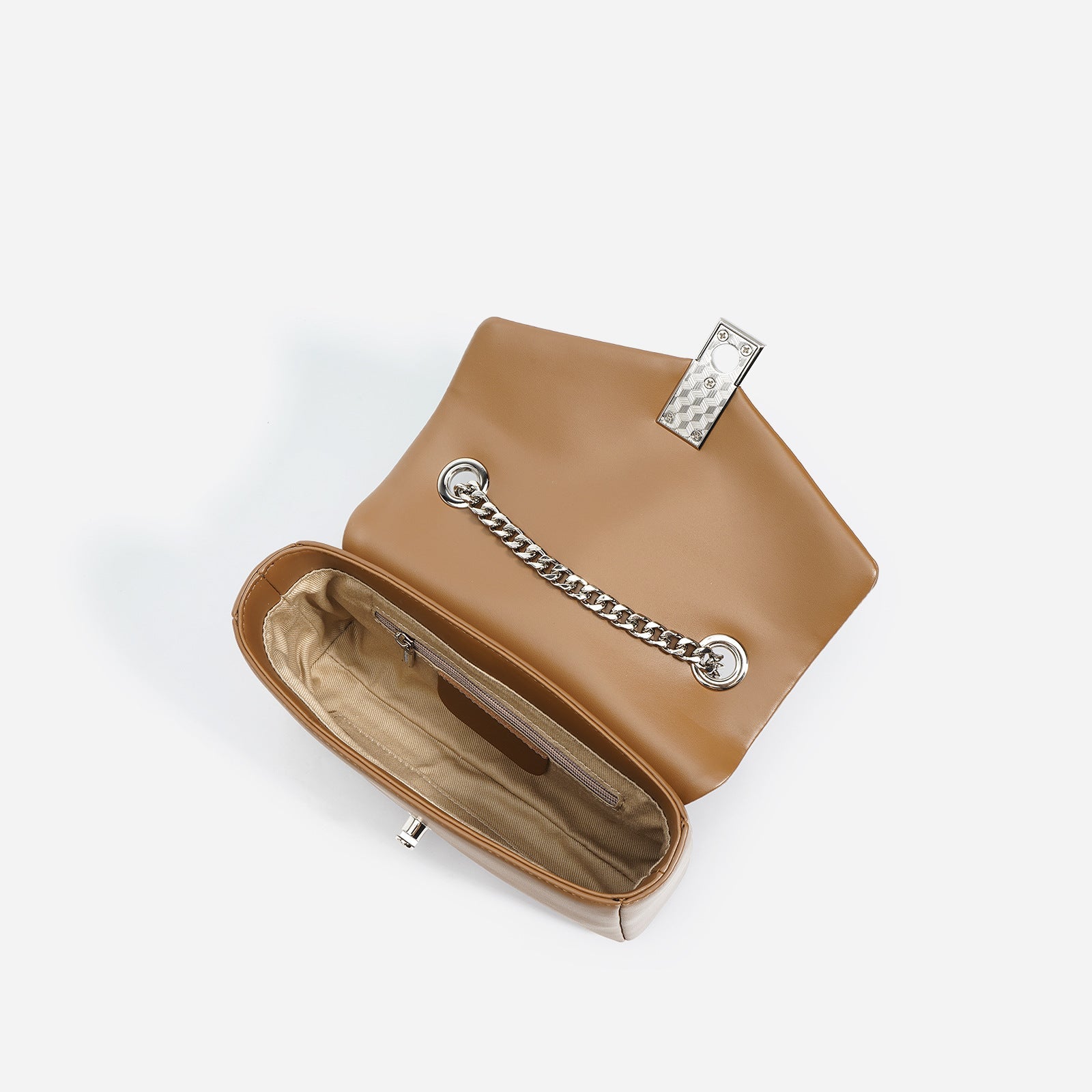 structured leather crossbody bag with flap and chain strap - NOZVA