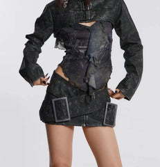 leather mini skirt with oversized buckle detail - Firwxdt