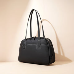 structured leather tote with contrast stitching – NOIX