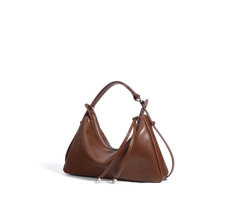 crescent shoulder bag with tie straps – MOCHA
