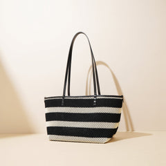 striped oversized tote with perforated texture - COASTAX
