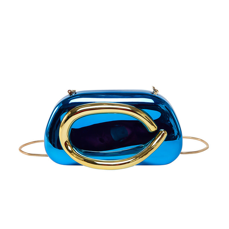 Minimalist clutch with gold curve handle - Artiku