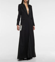 longline tailored blazer dress with deep plunge - Adbisfd