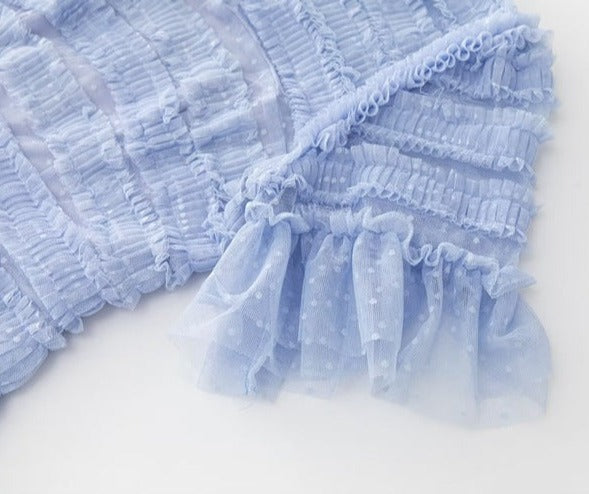Tiered ruffle tulle midi dress – Gelseye