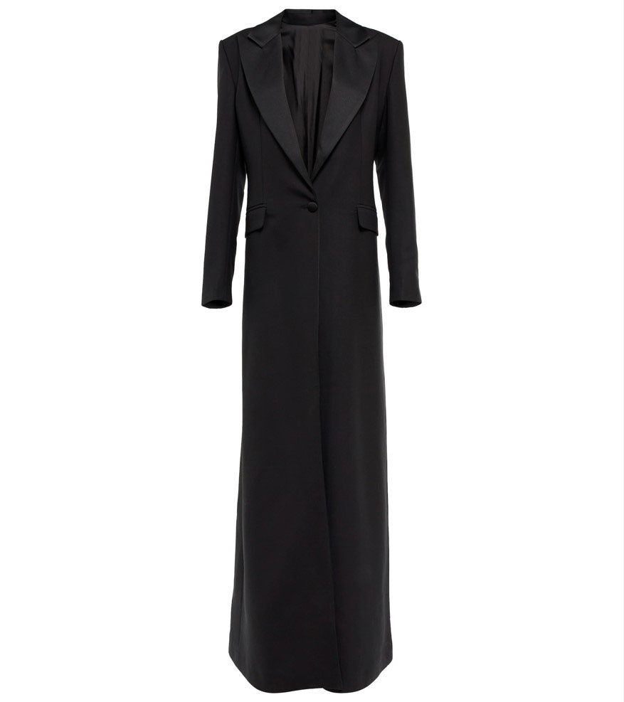 longline tailored blazer dress with deep plunge - Adbisfd