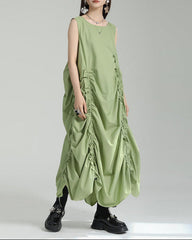 sleeveless gathered bubble-hem dress with side ruching - ORLA