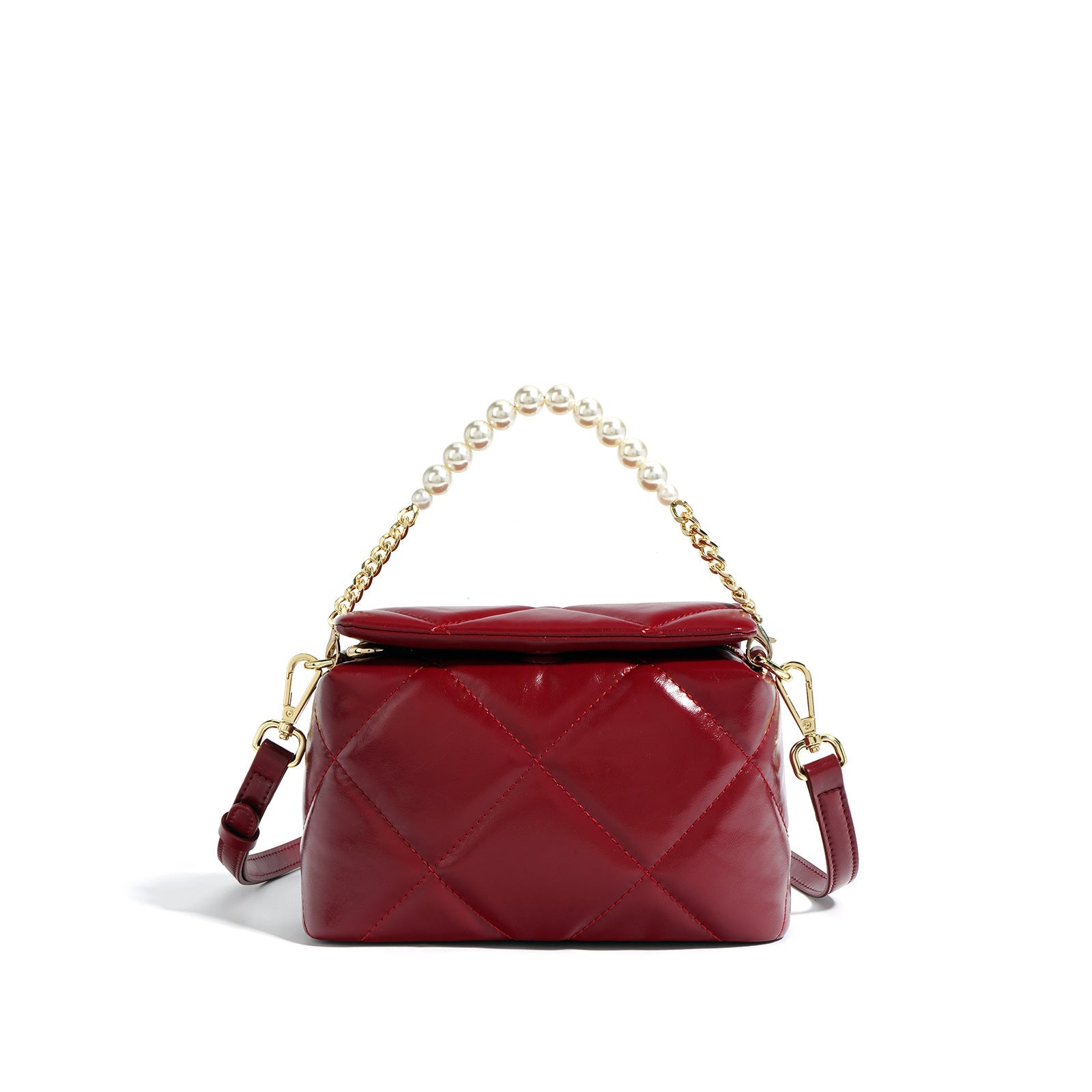 quilted crossbody bag with pearl chain – LIME