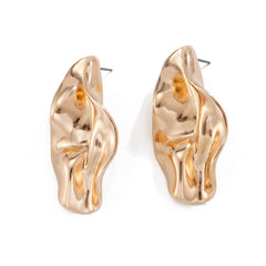 abstract sculpted stud earrings with melted metal finish - Nayam
