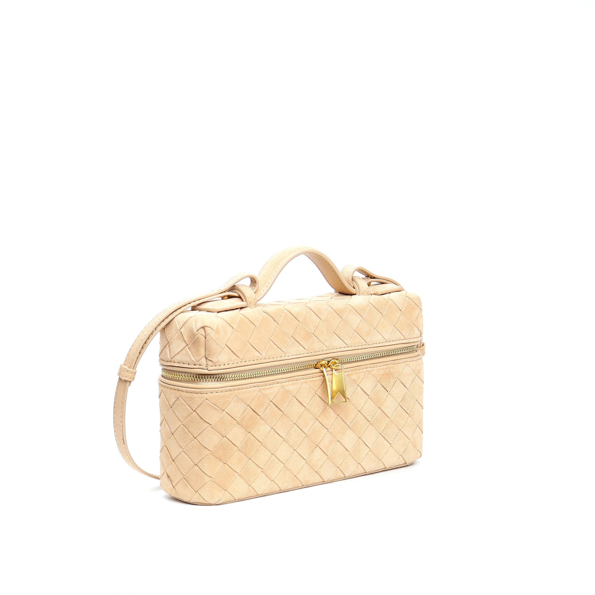structured suede vanity bag with top handle - NOYA