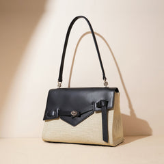 contrast flap structured handbag with knot detail – NEVAL
