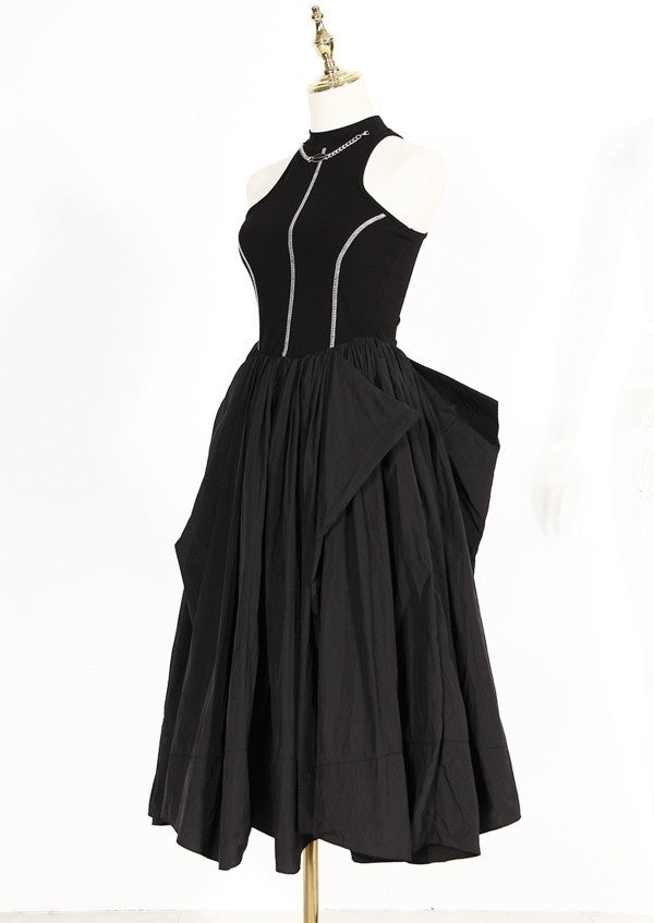 halter neck midi dress with voluminous skirt – Aislign