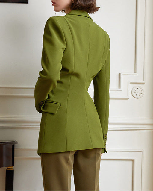 Asymmetric tailored blazer with waist slit - Weqsu