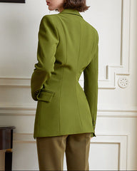Asymmetric tailored blazer with waist slit - Weqsu