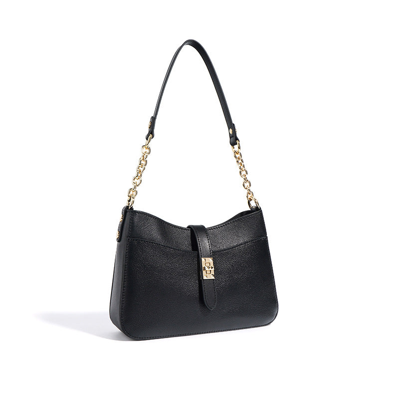 shoulder bag with gold chain strap – IVORY