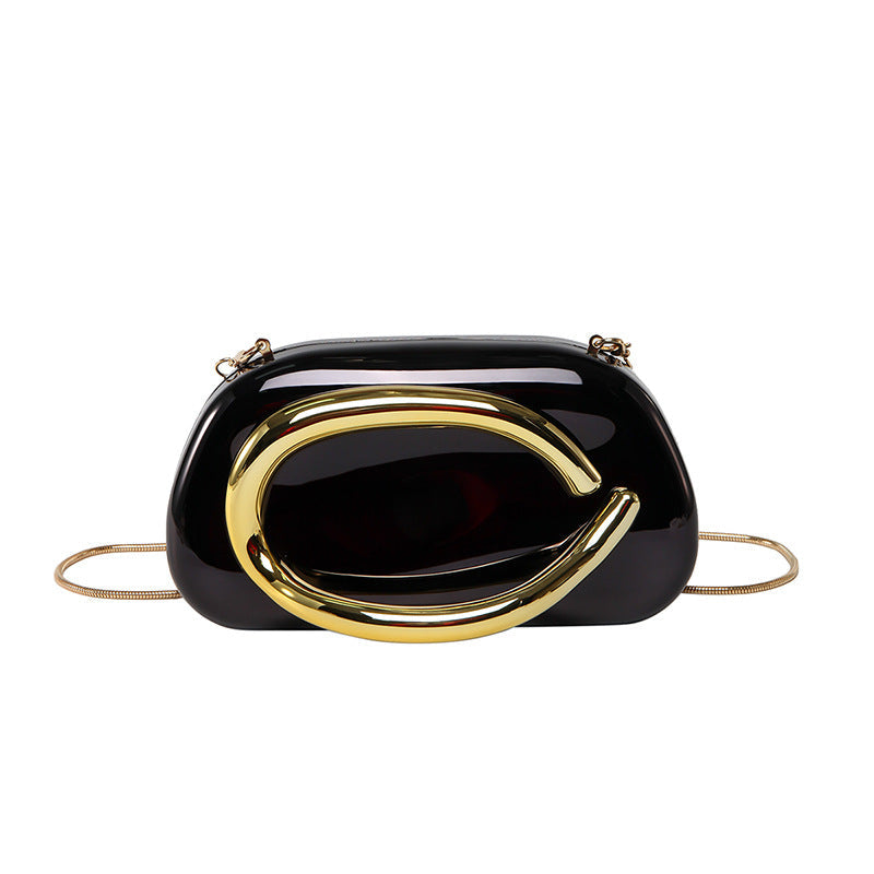 Minimalist clutch with gold curve handle - Artiku