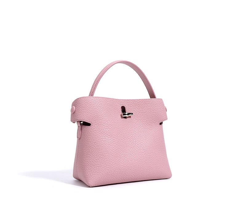 top-handle bucket bag with turn-lock clasp – AZURE