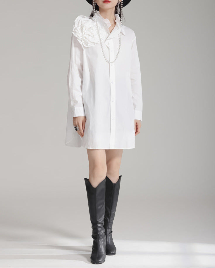 Puff sleeve shirt with floral embellishment - Enitu