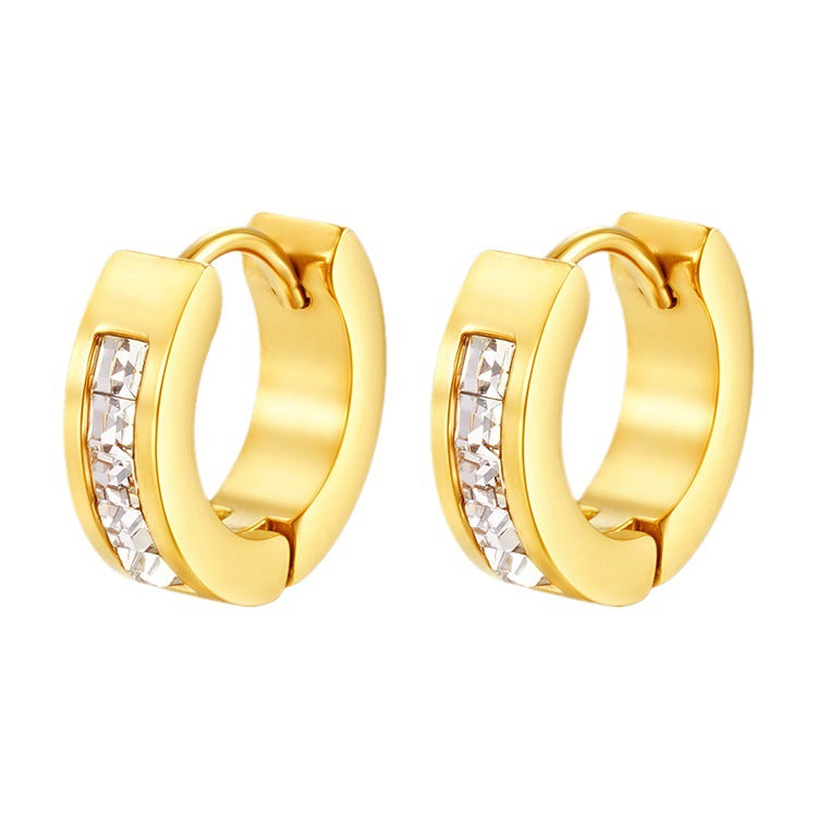 Huggie hoop earrings with square crystal inlay - Norty